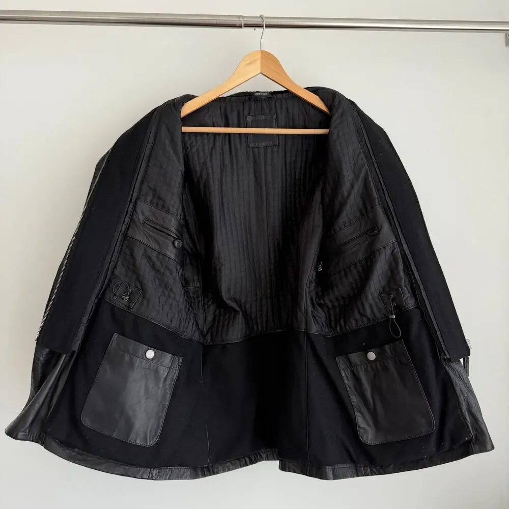 Hugo Boss Leather Jacket Men 38R Black Goatskin Military Field Biker Safari Coat - Picture 8 of 12